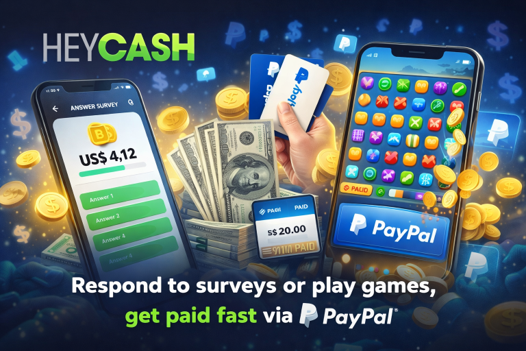 Hey Cash: Ganhe jogando e respondendo pesquisas — grátis, seguro e simples