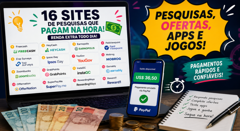 16 Sites de Pesquisas Remuneradas Que Pagam na Hora De Verdade