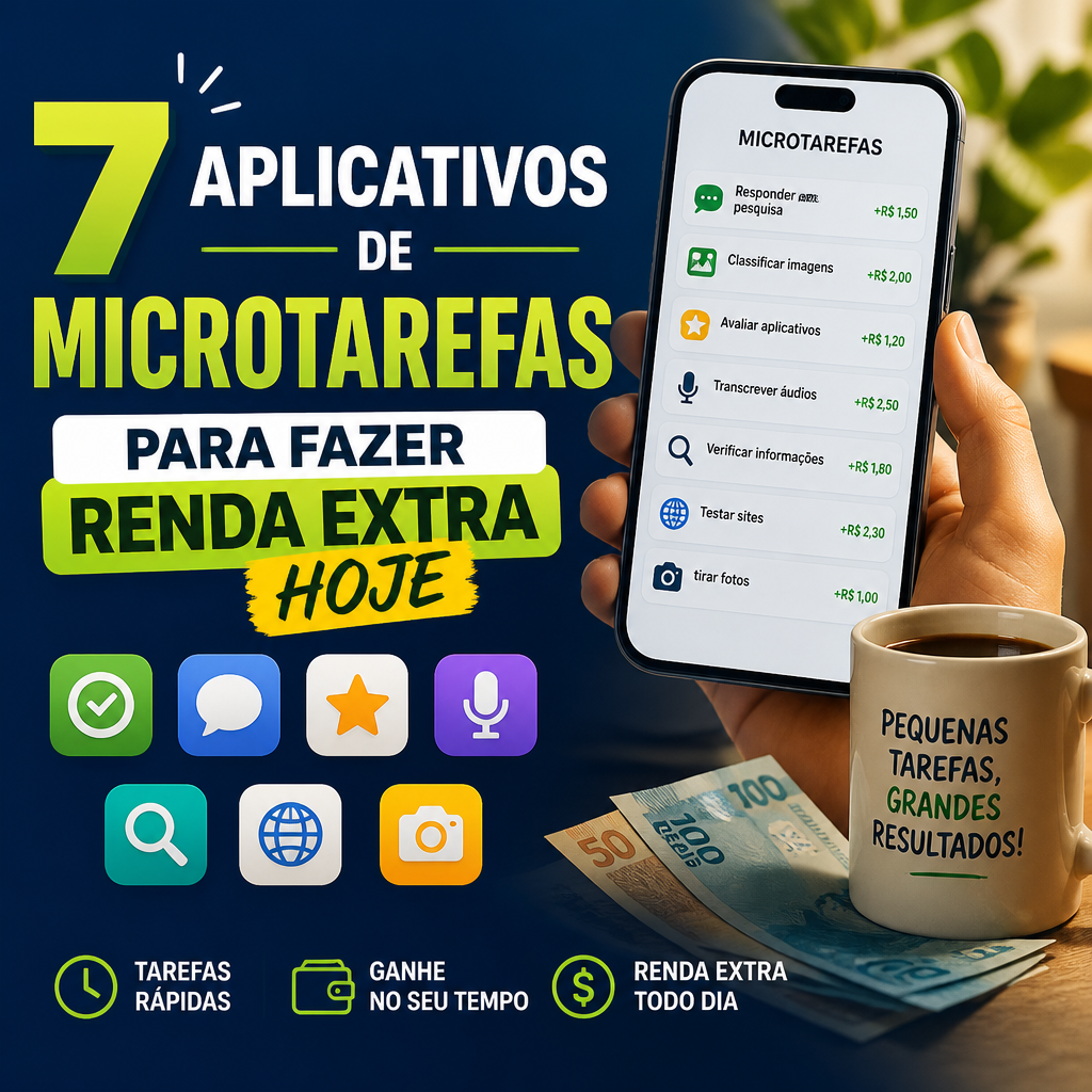 Graphic showcasing seven microtask apps for earning extra income from home.