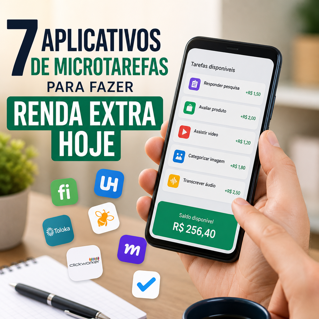 Smartphone displaying microtask apps for earning extra income from home.