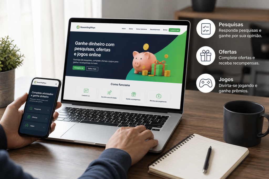 Person using a laptop and smartphone to manage online finances, savings, and investments.