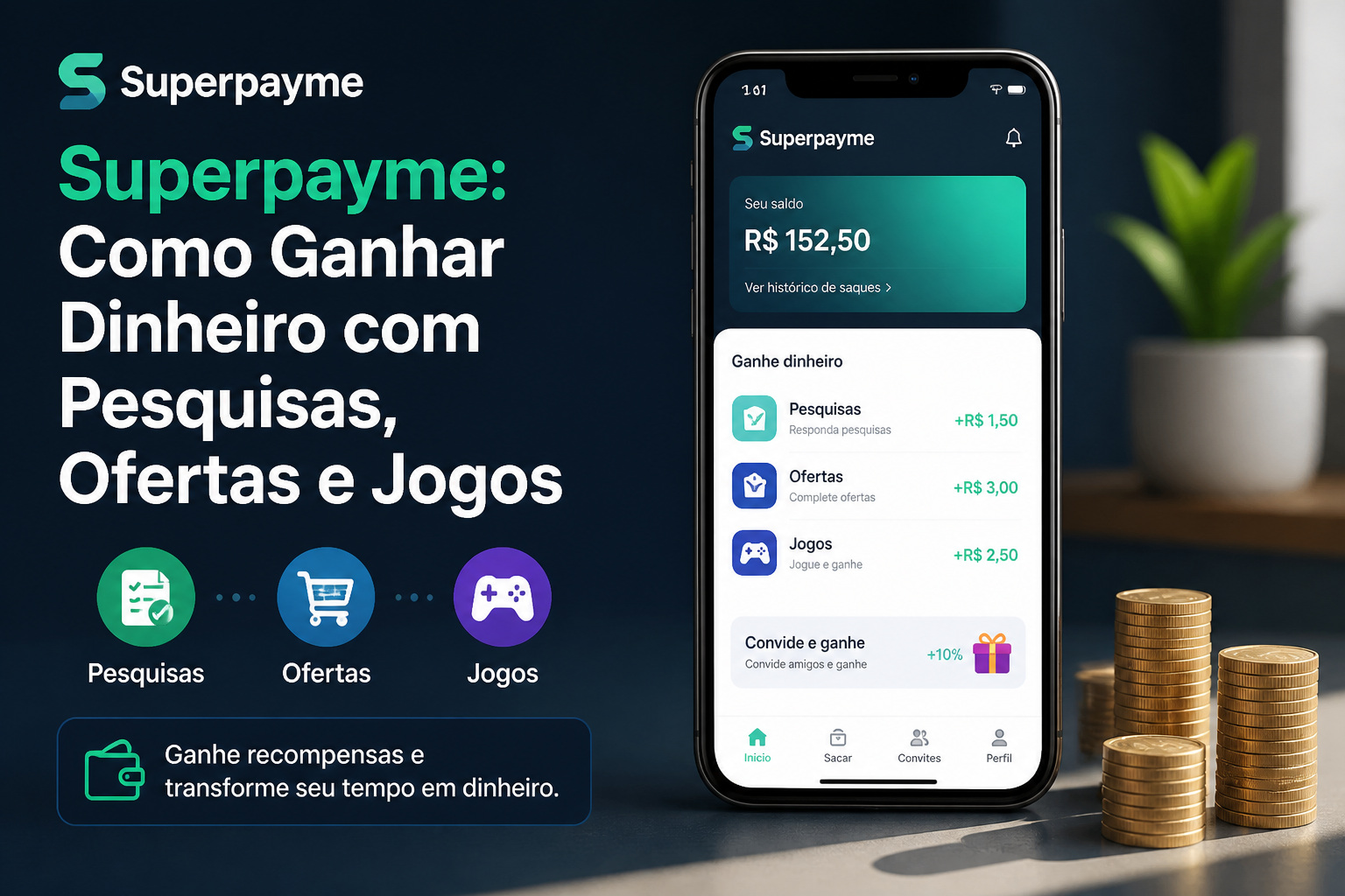 SuperPay.me banner promoting rewards from surveys, offers, games, and other earning opportunities.